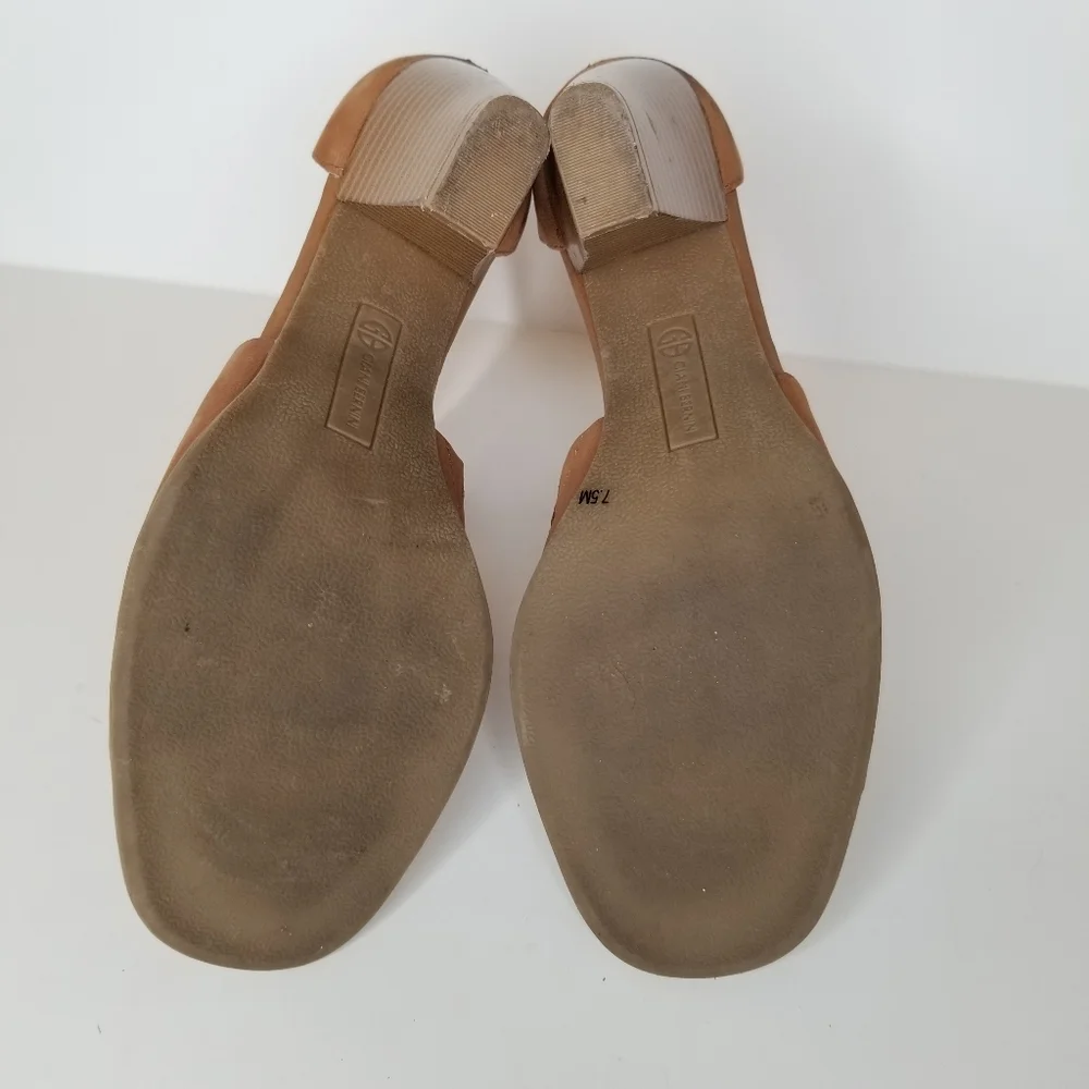 Giani Bernini Cognac Suede Block Heel Sandals Quiet Luxury Minimalist Heels
